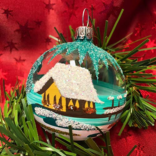 Generisch Christbaumkugel Mini Glas-Kugel Weihnachtskugel Baumbehang Handarbeit Lauscha, : transparent - dunkelgrün