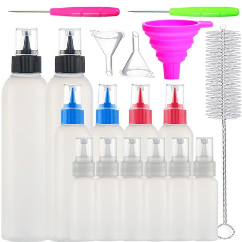 morneve Squeeze Bottles, Writer Bottle for Cookies Icing Decorating/Cake Pancake Coloring, BPA-FREE Baking Tools Arts Crafts Kit Applicator Bottles 30/60/120 mL 12PCS