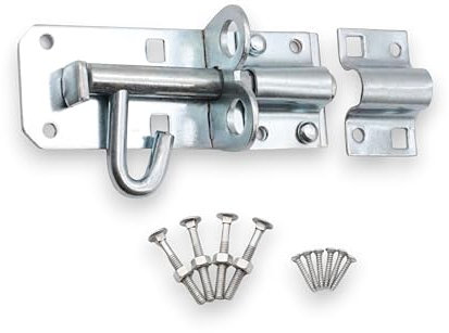 Zinc Brenton Bolt 4, 6 Heavy Duty Sliding Lockable Padlock - Anti Theft Screws Included - Ideal for use with Shed Doors, Gates and Outhouse Doors (4 - 100mm)
