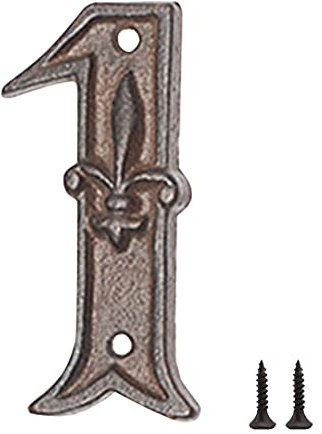Zayookey Numero Civico in Ghisa 12 cm Numero di Indirizzo Rustico Numeri delle Cassette Postali Esterno Metal House Numbers con 2 Viti (Numero 1)