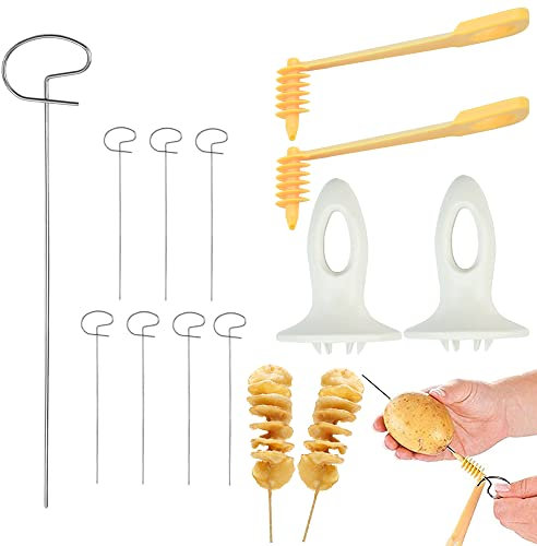 WENRERO Spiral Chips Potato Cutter Reusable Potato Tower Cutter Manual Twisted Potato Slicer Stainless Steel Tornado Slicer for Potato Tower, Barbecue, Fried, Gather, Party, Camping, Family, Kitchen