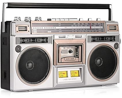 Boombox a Cassette, Registratore per Lettore di Cassette Radio, Radio AM/FM, Streaming Wireless, Slot USB/Micro SD, Ingresso Aux, Jack per Cuffie, Conversione di Cassette in USB/SD