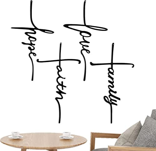 Wanddekoration aus Metall – 20 x 37 cm Kreuze für Wand, Wanddekoration, schwarzes Wort Love Calladagh, biblische Wanddekoration, religiöse Wanddekoration zum Aufhängen für Hochzeiten, Jubiläen