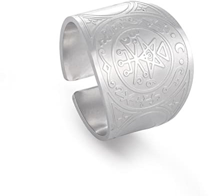 Sceau de Lilith Bague Lilith Talisman Amulette Bague Acier Inoxydable Sorcière Protection Païenne Bijoux Religieux Cadeaux pour Hommes Femmes