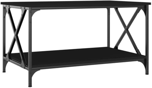 Revera Couchtisch Schwarz 80 x 50 x 45 cm, mehrschichtiges Holz und Eisen