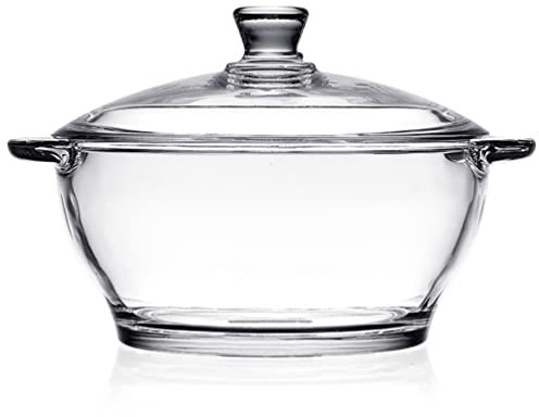 Healvian Microwave Saucepan Glass Soup Pot Cooking Pot with Lid Sauce Pan Stockpot Large Serving Bowl High Borosilicate Glass Cookware for Home Kitchen Restaurant Saucepans
