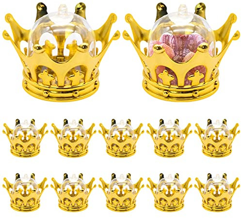 FORYNXHWIN 12 Stück Candy Box Krone Kunststoff Candy Box Kronenform Treat Box Mini Muffinglocke Candy Flaschen für Hochzeit, Babyparty, Prinzessin, Geburtstagsparty
