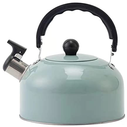 Hervidor silbante de acero inoxidable 3L hervidor de agua con mango anti-escaldado Hervidor de gas para cocinas de gas de inducción Tetera vintage verde