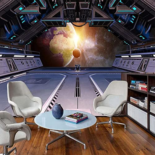 Fototapete - Wandkunst Tapete - Raumschiff Sternenhimmel - Abnehmbare, Selbstklebende Wandbilder, Kunst-Aufkleber, 3D-Wandaufkleber, 3D-Wandbild, Poster, Bild, Wandhin 400 (Breite) x 280 (Höhe) cm