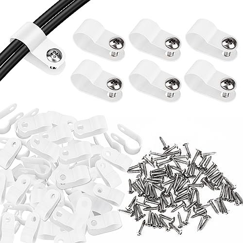 Aroidful 100 Stück 3/8 Zoll 10,4 mm Weiß Kabelbinder aus Nylon Typ R, Kabelbinder mit 100 Schrauben für Kabelmanagement