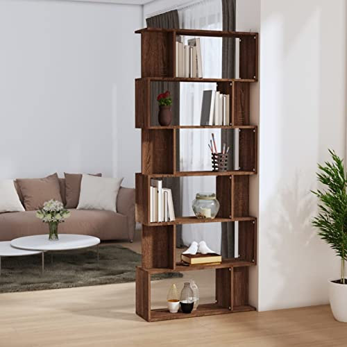 GuyAna Bücherregal/Raumteiler Braun Eiche 80x24x192 cm Holzwerkstoff BüCherregal Holz Treppenregal