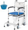 Toilettenrollstuhl, Nachtstuhl Wc Mit Rollen Toilettenstuhl Toilettenstühle Höhenverstellbar Rollstuhl mit WC-Eimer fahrbarer Duschstuhl aus Aluminium für Ältere Senioren, Behinderte B