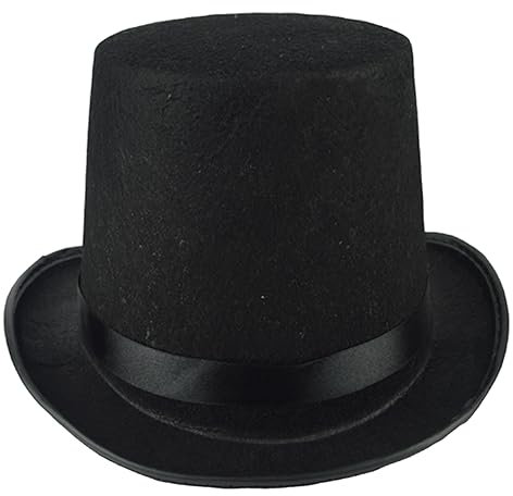 QmjdDymx Schwarz Top Hüte für Männer Frauen, Magier Kostüm Hüte Filz Steampunk Hut 6,3 Zoll Höhe Fantastische Fancy Dress Kopfbedeckungen & Hüte für Erwachsene