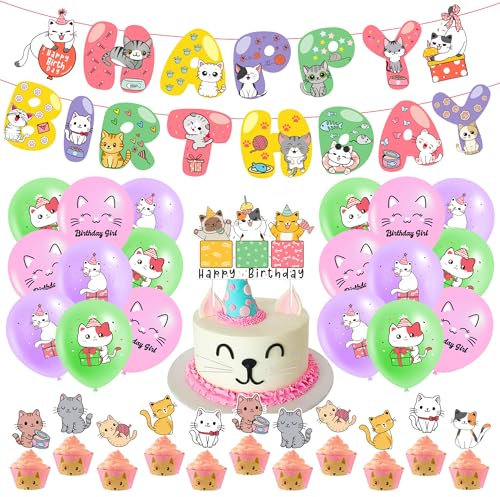 Compleanno Topper Pet Cat Palloncini Gatto Decorazioni Festa Decorazione Compleanno Torte Cat topper الآن septum chaîne D