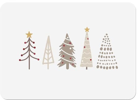 Fabulous Set von 4 flexiblen Tischsets mit Korkunterseite Platzsets Weiß - Weihnachtsbäume Winter Geschenk Weihnachtsmann - Großformat 39,5 x 28,5 cm