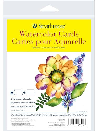 Strathmore 300 Series Watercolor Cards, 5x6.875 inches, 6 Cards & Envelopes - Custom Greeting Cards for Weddings, Events, Birthdays, Holidays
