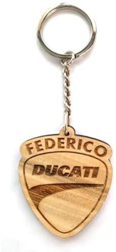 Portachiavi o calamita personalizzato in legno Faltec compatibile con DUCATI - personalizza con il tuo nome o con la targa della moto - logo moto