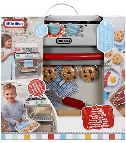 little tikes Oven, Horno Inspirado En Los 50 - Aparato De Simulación Realista - Cocina De Juguete con 11 Accesorios Y Sonidos Realistas - para Niños Y Niñas +2 Años
