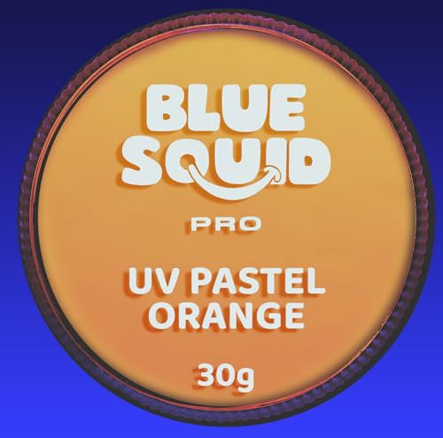 Blue Squid Pintura facial PRO – UV pastel naranja (1.06 oz), pintura profesional a base de agua para cara y cuerpo, suministros de maquillaje para adultos y niños, pintura facial de Halloween SFX pint