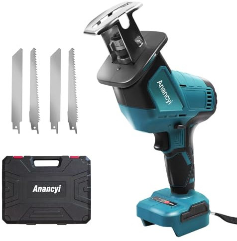 Akku Säbelsäge,Elektrische Reciprosäge mit 4 Sägeblättern,Kompatibel mit Makita Akku 18V, Tragbare Mini Handsäge Schneiden Für Metall,Holz,Kunststoff, Baumschnitt(Ohne Akku und Ladegerät)