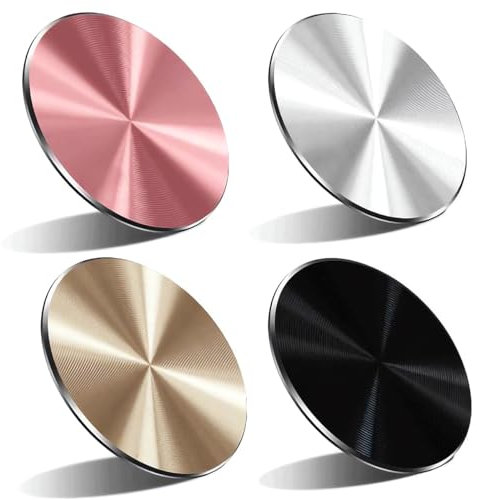 LEEQ 4 PCS Ersatz Halterung für Mobiltelefone - Selbstklebende Metallplatte Magnet Handy, für Magnetische Auto Telefon Halterung Rack mit 3M Klebersticker(Roségold/Gold/Schwarz/Silber)