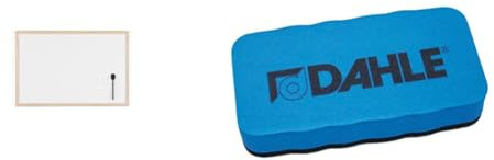 Bi-Office Budget Whiteboard mit Holzrahmen, magnetisch, 5 Größen wählbar, 60 x 40 cm & Dahle Whiteboard Schwamm (Magnetischer Wischer für Trockenreinigung auf vielen Oberflächen) blau, 1 Stück