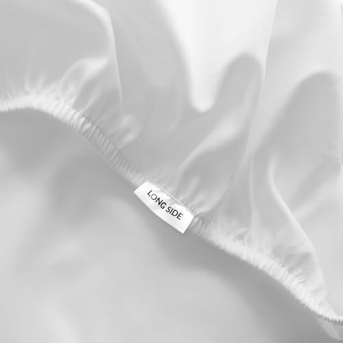 bo&button® Kinder Baby Spannbettlaken, Mako Satin, 100% GOTS Bio Baumwolle, 120 g/m2, Fairtrade, super hochwertig, Bettlaken für Kinderbett, Babybett 70x140 cm, 15 cm Höhe, White Weiss