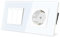 TAWOIA Interruptor de luz con enchufe, 3 vías, placa de cristal, empotrable, interruptor con enchufe Schuko, 16 A, 86 x 157 mm, color blanco