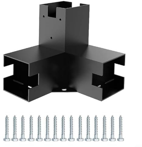 ZYNCUE Staffe per pergola Staffa di estensione angolare a 3 vie, in acciaio+lega di alluminio, kit per pergola con fori per appenderlo, stabilità migliorata (3T), CFUM01C6D44HK83X51167N8Y89RAP3