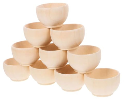 STOBOK 20pcs Unfinished Wooden Bowls Blank Craft Bowls for Home Decor Unpainted Small Wooden Bowl Set