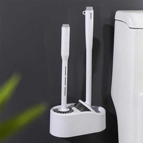 BZVCRTYKL Escobilla y Soporte for Inodoro, escobilla de Inodoro 2 en 1 + Cepillo for Fregar baño, con dispensador de jabón, Juego de escobilla de Limpieza for Inodoro, Accesorios de baño /575
