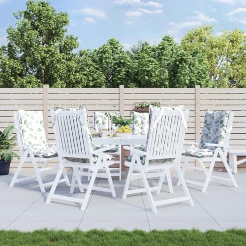 Homgoday Hochlehner-Auflagen 6 STK. Gartenstuhlauflagen Sitzauflagen Stuhlauflagen Sitzpolster Sitzkissen für Garten Balkon Camping Stuhl Blattmuster Oxford-Gewebe