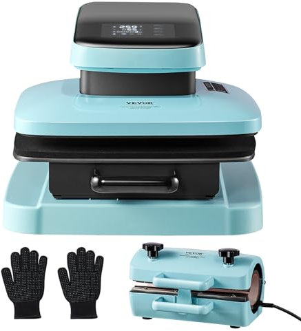 VEVOR Presse à Chaud Automatique 2 en 1 pour T-shirt et Gobelet, 381x381 mm, Machine de Sublimation Textile Intelligente avec Libération Automatique, Chauffe Rapidement, Transfert de Chaleur Efficace