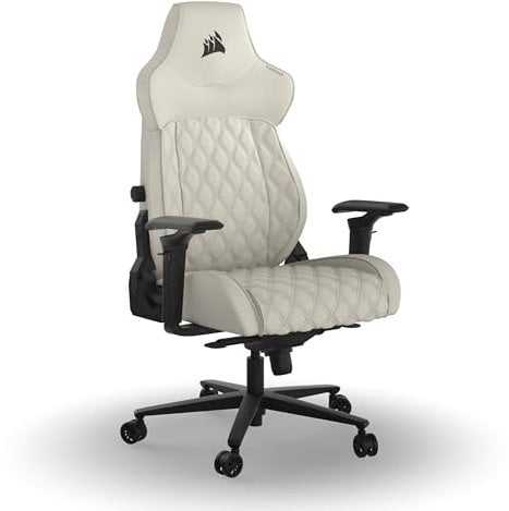 Corsair TC500 Luxe Gaming Stuhl - Premium atmungsaktives Gewebe - Breite Sitzfläche - 5-Fach verstellbare Armlehnen - Verstellbare integrierte Lendenwirbelstütze - 90-160 Grad Neigung - Frost