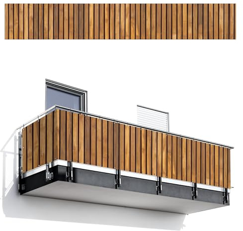 MuchoWow© Sichtschutz/Balkon Einseitig Groß PVC Terrassen Garten ohne | 75x500 cm - bohren Wetterfest Gartenzaun Terrasse Balkonschutz Garten Deco Balkonomrandung Latte - Wand - Latte - Holz