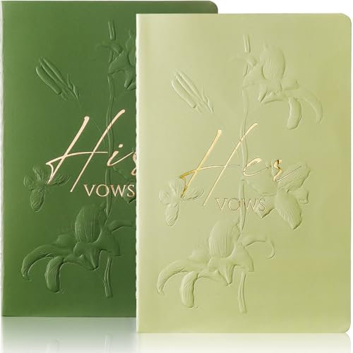 molekaus Gelübdebücher für Hochzeit, Hochzeitsgeschenk für Braut und Bräutigam, Gelübde, Buch für Sie und Ihn mit 28 Seiten, Blattgröße, 16 x 10,9 cm, Hochzeits-Notizbuch mit vergoldeter Schrift, 2