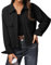 IWOLLENCE Shacket Women Ladies Casual Jackets Women’s Corduroy Shirt Jacket UK Lapel Button-Down Long Sleeves with Pockets (Black, L)
