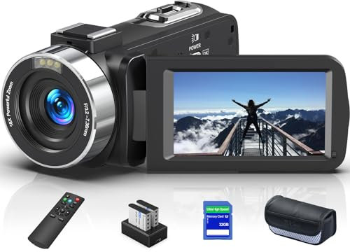 Delmodes 8K 64MP Videokamera Camcorder 18X Digitalzoom IR-Nachtsicht YouTube Vlogging Kamera, 3,0 Zoll Touchscreen WLAN Camcorder mit Mikrofon, 32 GB SD-Karte, Fernbedienung und 2 Batterien