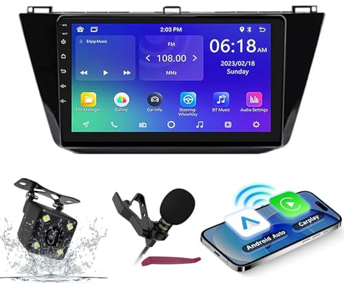 HXSQcar Android 14 Car Radio Navi for T-iguan 2 2016-2020 9 Screen Radio with Wireless Carplay Android Car GPS Navigation support Bluetooth 5.0 HIFI FM WiFi SWC MIC Camera (M100S)