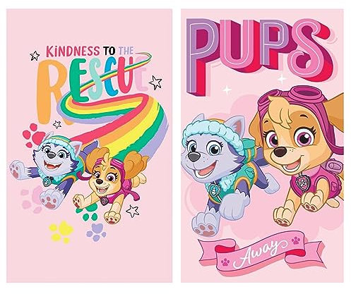 Theonoi 2 Teile - Kinder Handtuch Set – wählbar: Paw Patrol Frozen Ladybug Thomas Spiderman – 100% Baumwolle - Handtuch/Gesichtstuch und Waschlappen (Paw Pink)