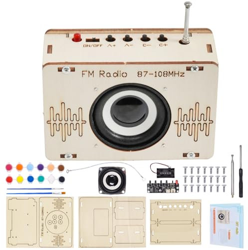 Radio Bausatz, DIY Kits Holz Radio, Lautsprecher Bausatz, DIY Radio Set, Lackierbares Spielzeug, Holz Experimente Wissenschaft für Kinder, Elektronik Baukasten, STEM-Spielzeug für Alter 8-12 Jahre (A)
