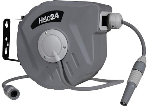 Wasserschlauchtrommel Schlauchtrommel Automatikschlauchtrommel Schlauchaufroller Wasser Schlauch Automatik grau 10 m