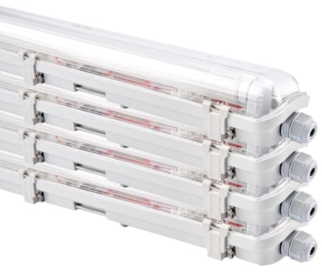 NCC-Licht 4x LED Feuchtraumleuchte Eco 60cm 9W Neutralweiß 4000K IP65 | Robuste Wannenleuchte mit effizienter T8 Röhre, ideal für Werkstatt Keller und Garage
