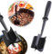 Mince Masher Versatile Mince Meat Masher Tool for Hamburger Meat Beef Turkey Handheld Heat Resistant Meat Chopper Ground Beef Crusher for Home Kitchen Utensil Cookware (Black)