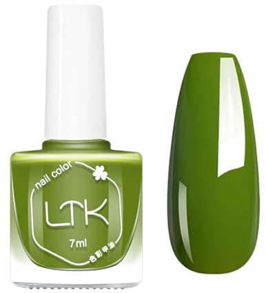 Nail Varnish - 7ML Olive Green Nail Polish - Wind Green Neutral Color Nail Varnish - Quick Drying & Long Lasting Breathable Matcha Green No Required UV/LED Nail Art Manicure DIY at Home