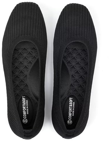 Frank Mully Damen-Ballerinas mit quadratischer Zehenpartie, Bequeme, waschbare Schlupfschuhe, Schuhe für Damen, Arbeit