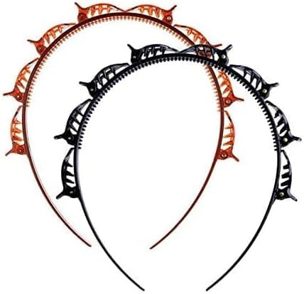 Double Bangs Hairstyle Hairpin 2pcs Hairpin Headbands Twist and Clip Headband Hairpin Hair Band Styling Tools Double Layer Twist Plait Headband Hair Styling Accessories