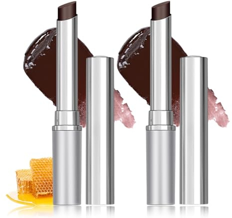 Black Honig Lipstick 2 Stück - Tinted Lip Balm - Lippenpflege mit Farbe - Lip Tint Honey Balm - Lippenstift gegen Lippenfältchen - Lip Gloss für Frauen - Teenager Mädchen Geschenke (Black + Black)