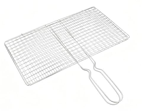 Stainless Steel BBQ Grill Basket - Fish and Shrimp Rack | 35x25cm Outdoor Cooking Basket with Lockable Handle, Multi-Purpose Grilling Tool for Vegetables, Chicken, Steak, Seafood, Kitchen and Camping
