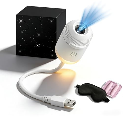 2-in-1 Galaxy Projector Night Light, Multifunctional Portable Starry Sky Night Light Projector with with 3/6/10/12 Sliding Projection Films, Adjustable Brightness, USB Power for Bedroom (1 Slides)